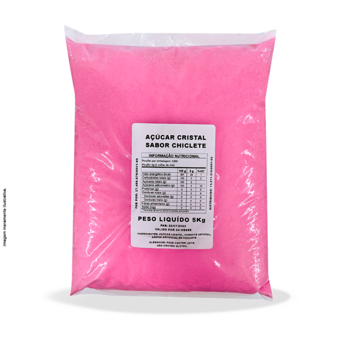Açúcar para algodão doce sabor Chiclete 5kg - Pipocas Mundi