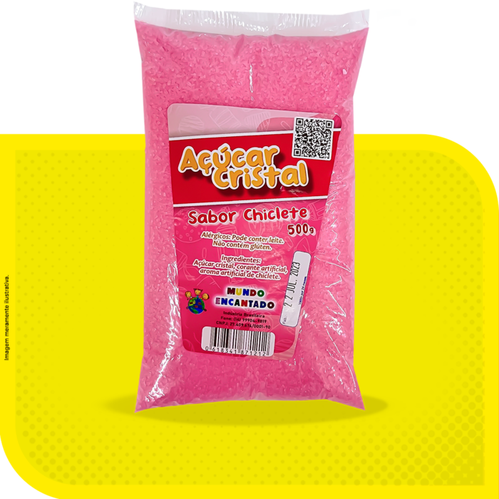 Açúcar para algodão doce sabor Chiclete 500g - Pipocas Mundi