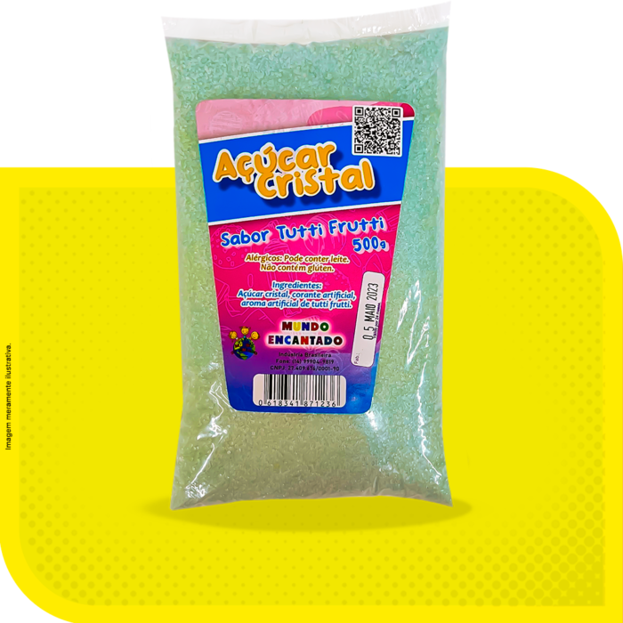 Açúcar para algodão doce sabor tutti-frutti 500g - Pipocas Mundi